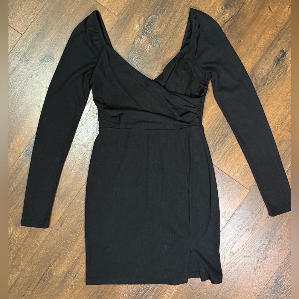 Hello Molly Black Long Sleeve Mini Dress
